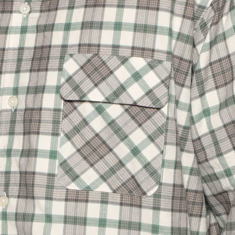 BARNEYS NEW YORK オープンカラー チェック柄シャツ GREEN