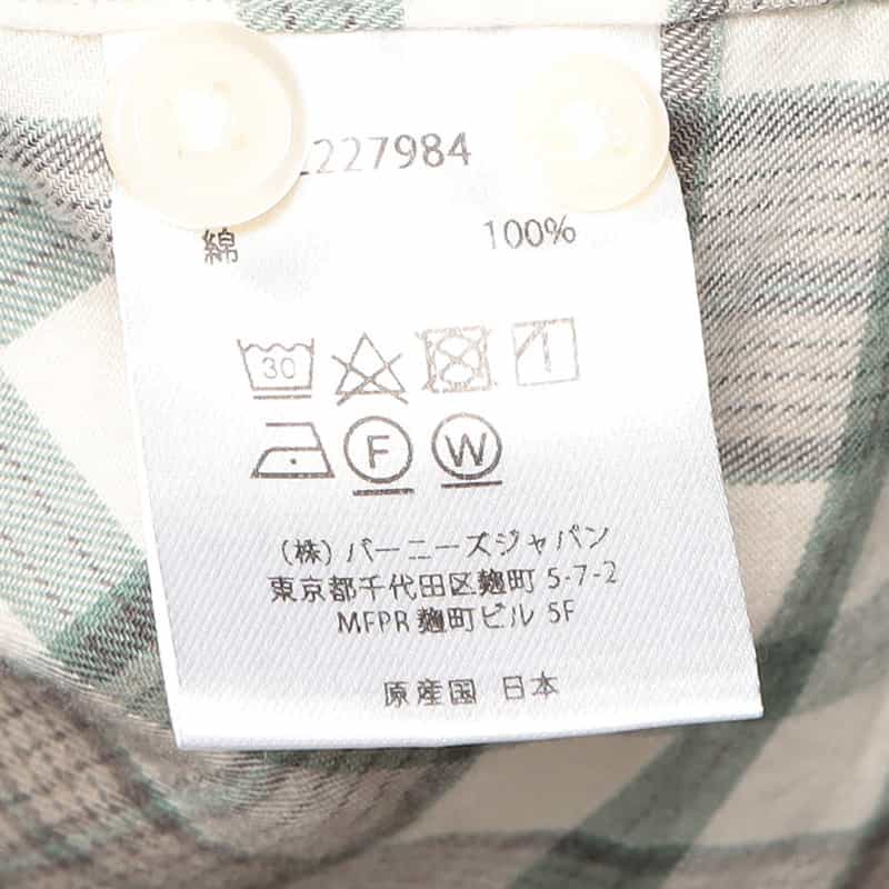 BARNEYS NEW YORK オープンカラー チェック柄シャツ GREEN