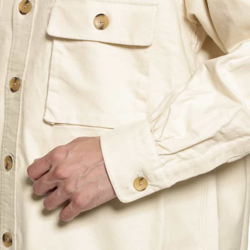 BARNEYS NEW YORK モールスキン素材ダブルポケットシャツ IVORY