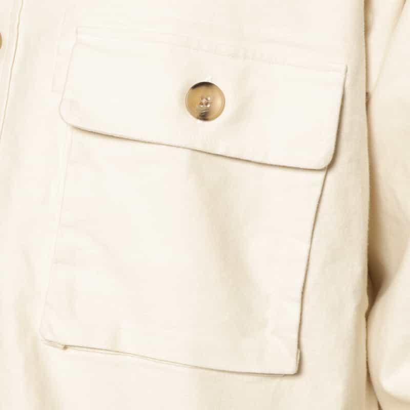 BARNEYS NEW YORK モールスキン素材ダブルポケットシャツ IVORY