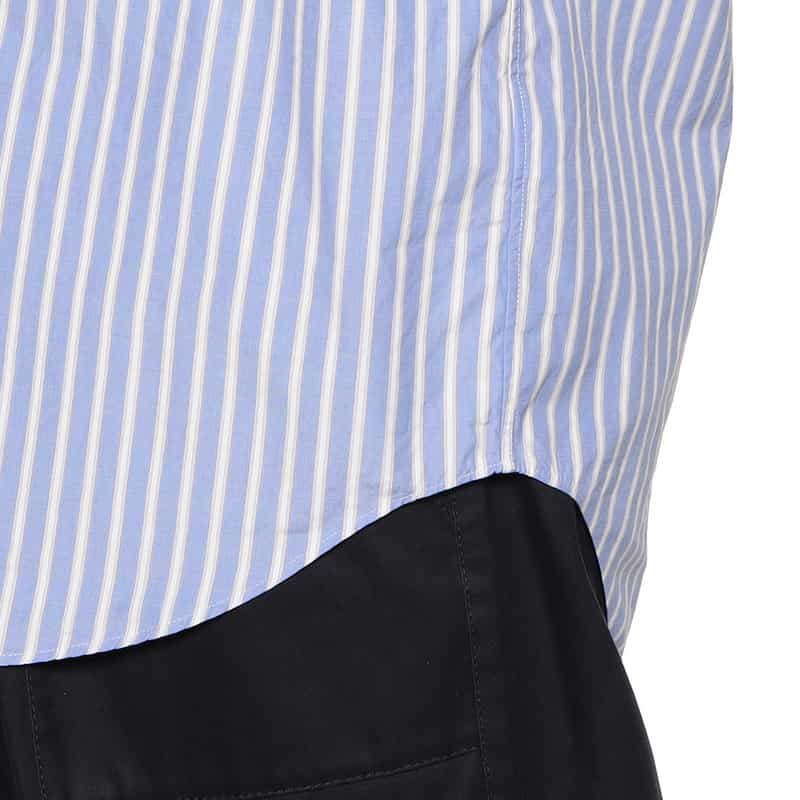 BARNEYS NEW YORK ストライプ柄バンドカラーシャツ BLUE