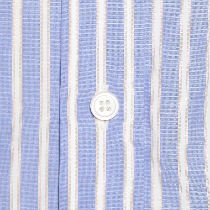 BARNEYS NEW YORK ストライプ柄バンドカラーシャツ BLUE