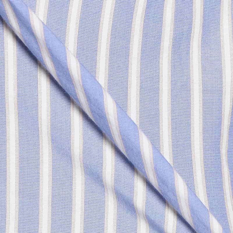 BARNEYS NEW YORK ストライプ柄バンドカラーシャツ BLUE