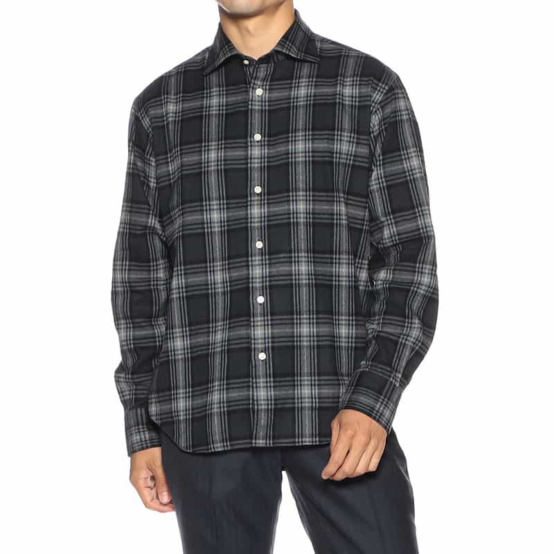 BARNEYS NEW YORK フランネル チェック シャツ NAVY