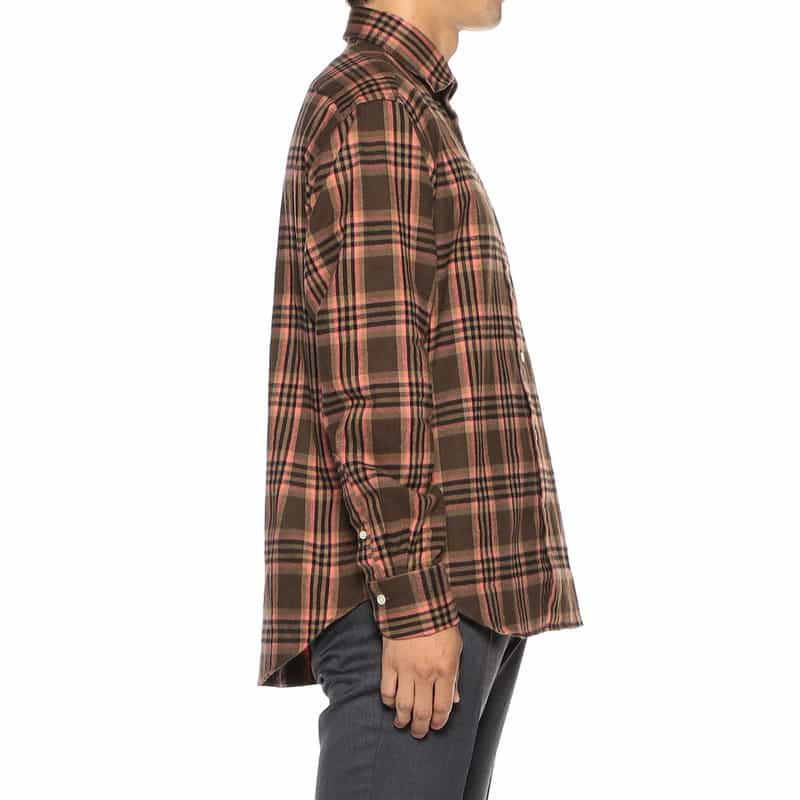 BARNEYS NEW YORK フランネル チェック シャツ BROWN