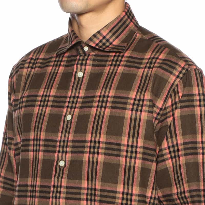 BARNEYS NEW YORK フランネル チェック シャツ BROWN