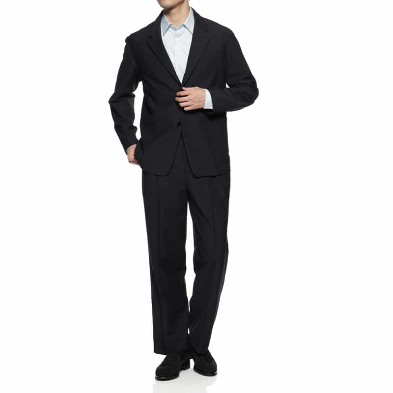 BARNEYS NEW YORK セットアップ 2タックワイドパンツ NAVY