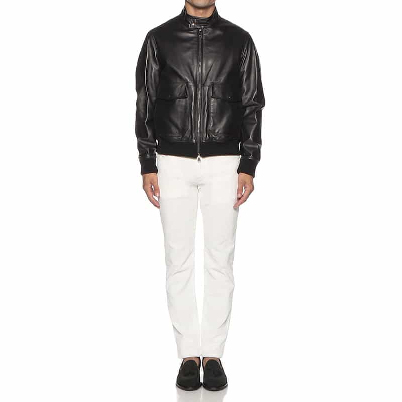 EMMETI ジップアップ レザーブルゾン "GREYSON" BLACK