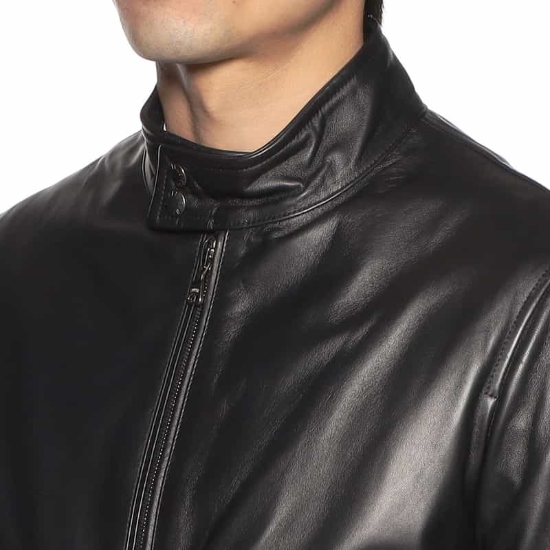 EMMETI ジップアップ レザーブルゾン "GREYSON" BLACK