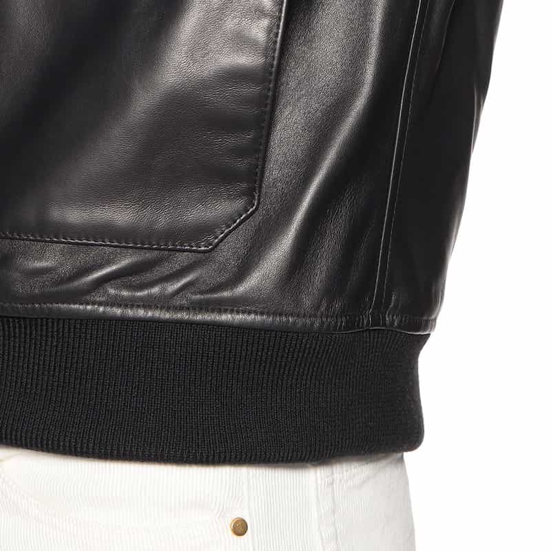 EMMETI ジップアップ レザーブルゾン "GREYSON" BLACK