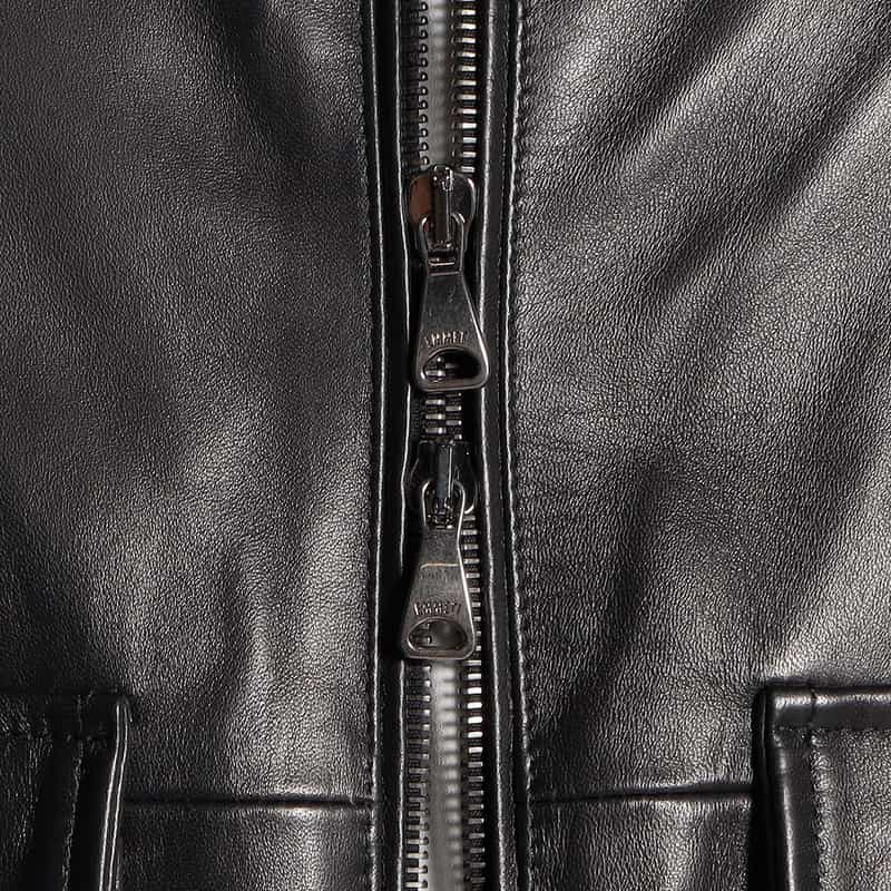 EMMETI ジップアップ レザーブルゾン "GREYSON" BLACK