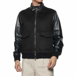 異素材切替スタンドカラー ジップアップブルゾン