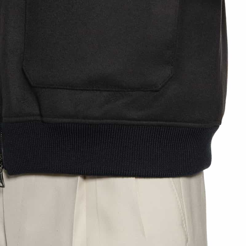 EMMETI 異素材切替スタンドカラー ジップアップブルゾン NAVY