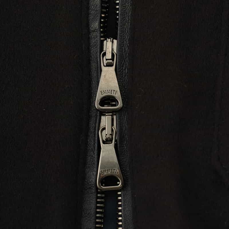 EMMETI 異素材切替スタンドカラー ジップアップブルゾン NAVY