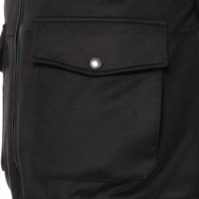 EMMETI 異素材切替スタンドカラー ジップアップブルゾン NAVY