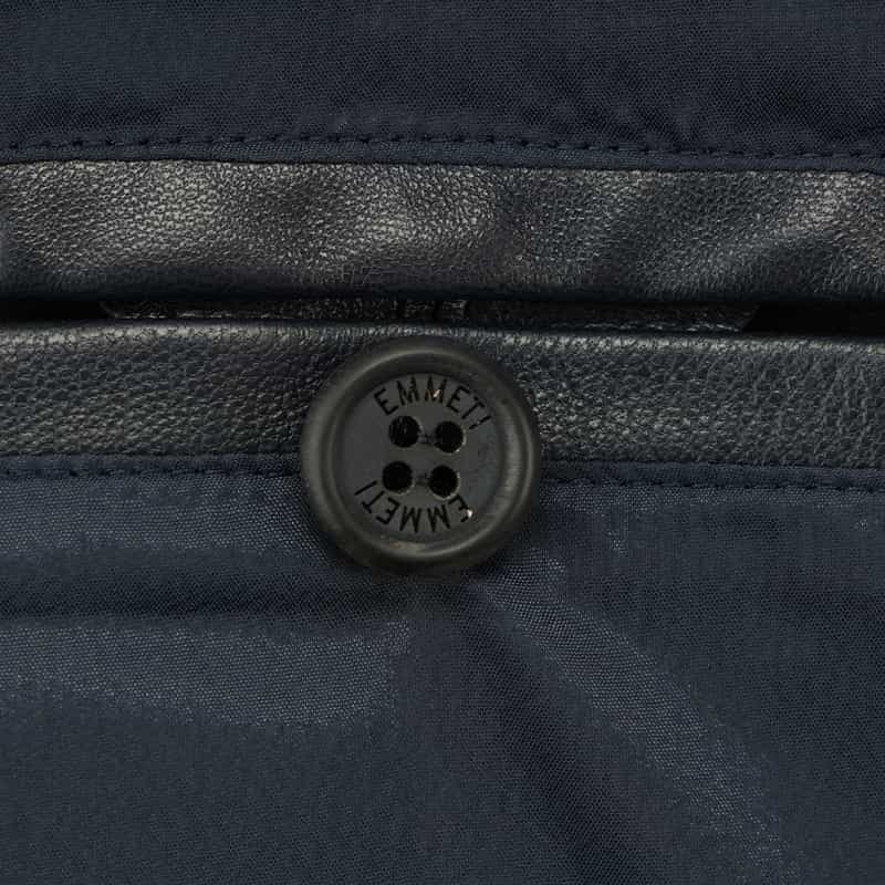 EMMETI 異素材切替スタンドカラー ジップアップブルゾン NAVY