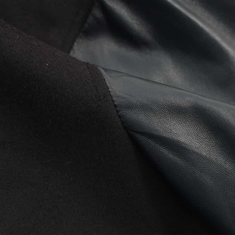 EMMETI 異素材切替スタンドカラー ジップアップブルゾン NAVY