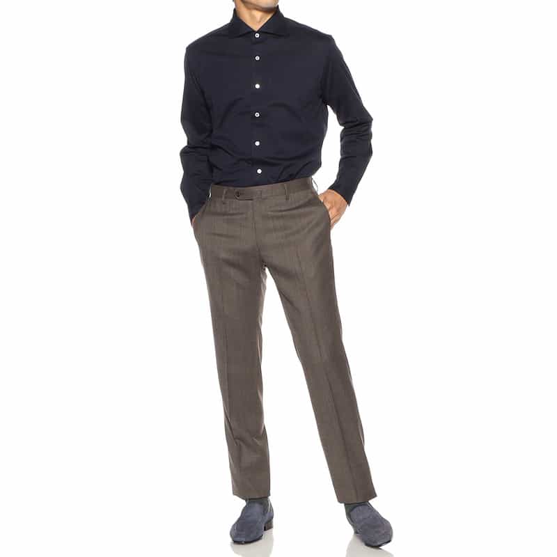 BARNEYS NEW YORK スリムテーパード パンツ BROWN