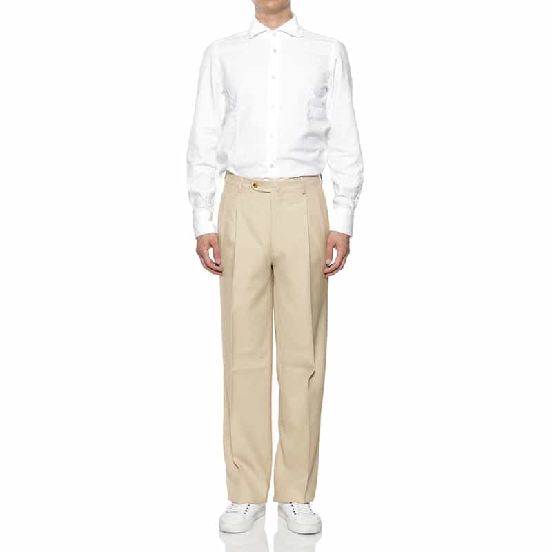 BARNEYS NEW YORK 2タック ワイドストレートパンツ IVORY