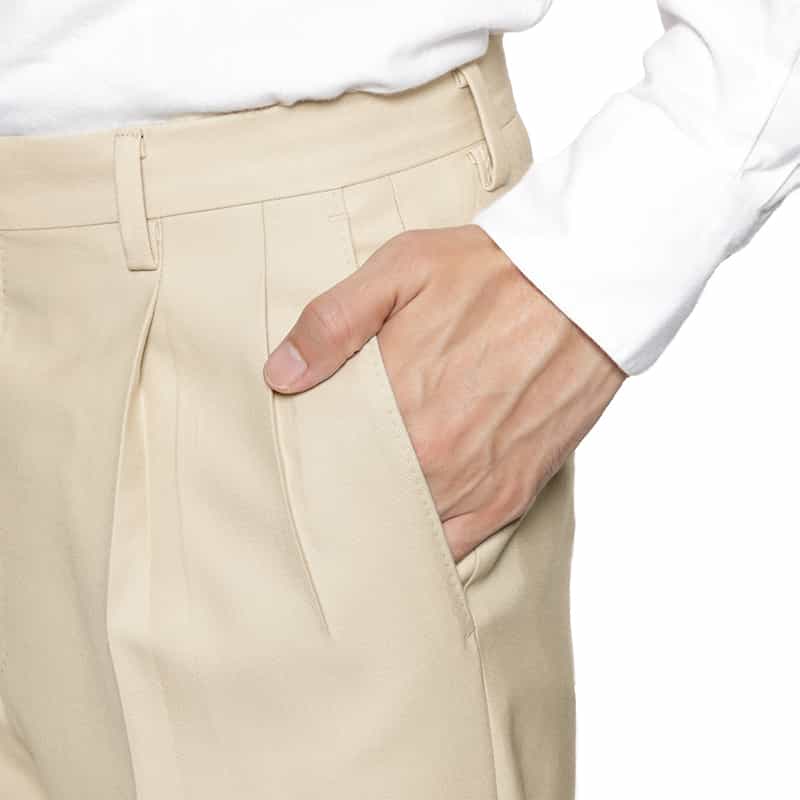 BARNEYS NEW YORK 2タック ワイドストレートパンツ IVORY