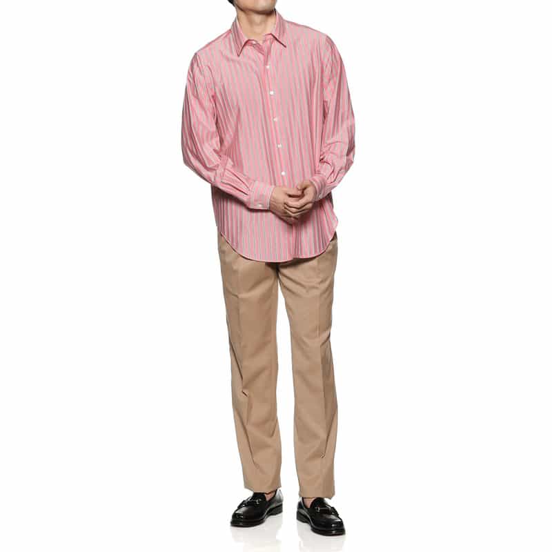 BARNEYS NEW YORK ストライプ柄オーバージャージーシャツ PINK