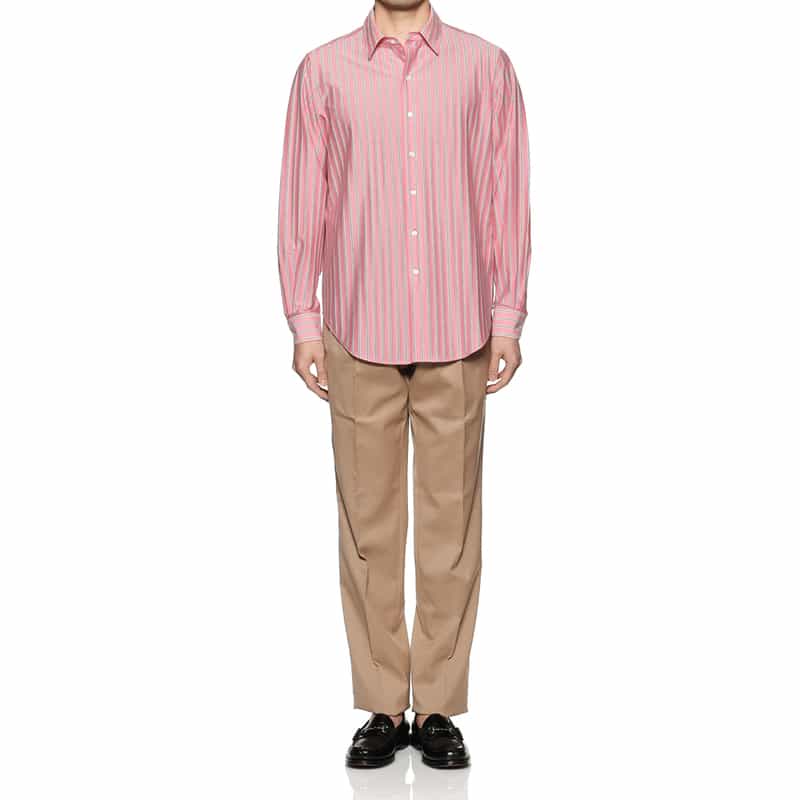 BARNEYS NEW YORK ストライプ柄オーバージャージーシャツ PINK