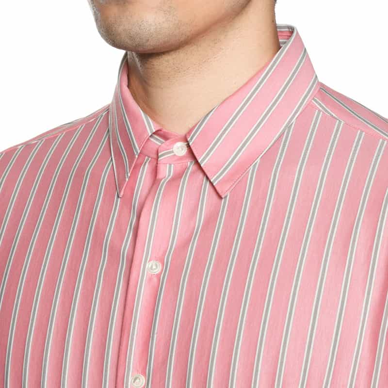 BARNEYS NEW YORK ストライプ柄オーバージャージーシャツ PINK