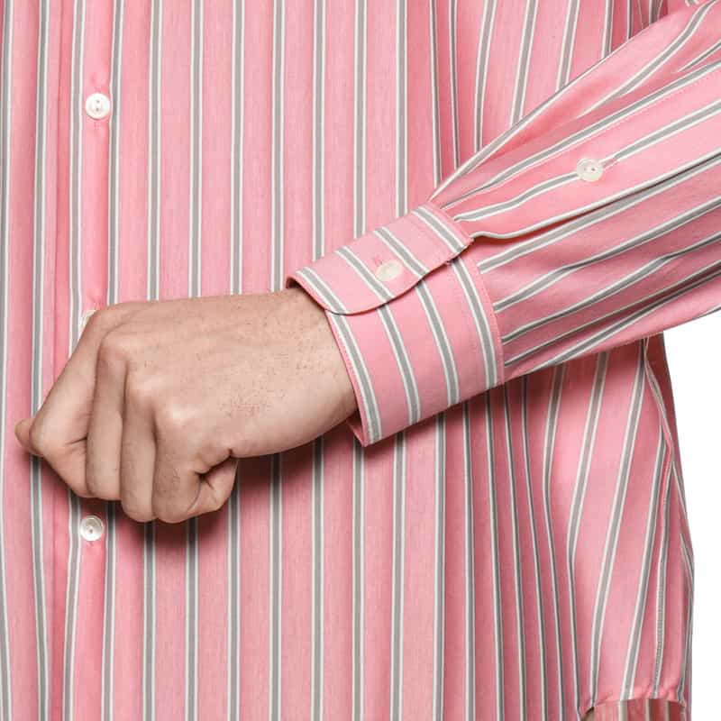 BARNEYS NEW YORK ストライプ柄オーバージャージーシャツ PINK