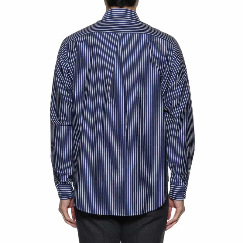 BARNEYS NEW YORK ストライプ柄オーバージャージーシャツ BLUE