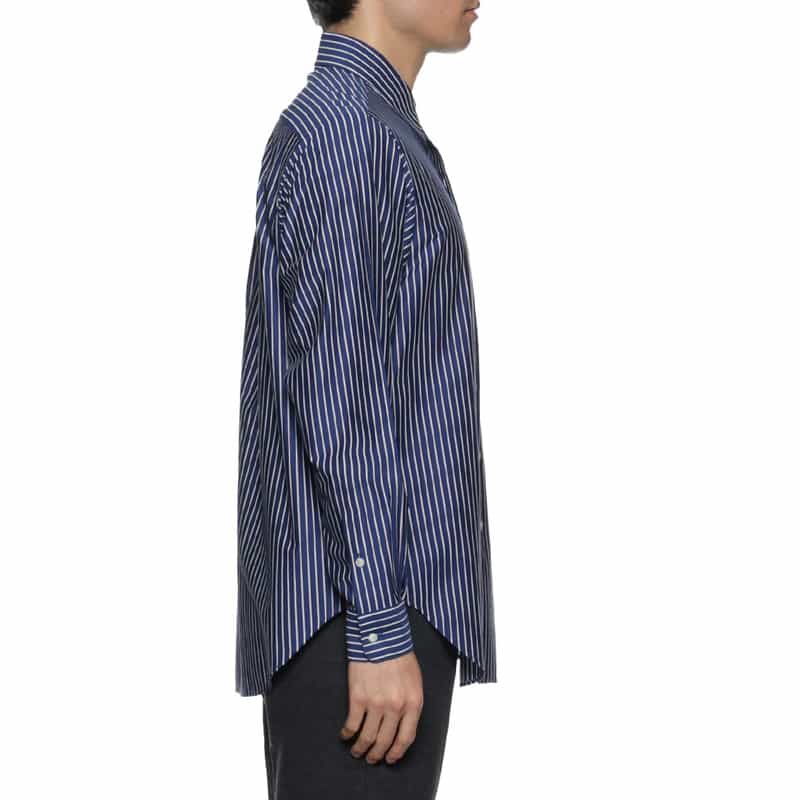 BARNEYS NEW YORK ストライプ柄オーバージャージーシャツ BLUE