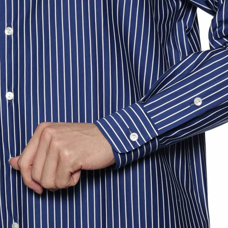 BARNEYS NEW YORK ストライプ柄オーバージャージーシャツ BLUE