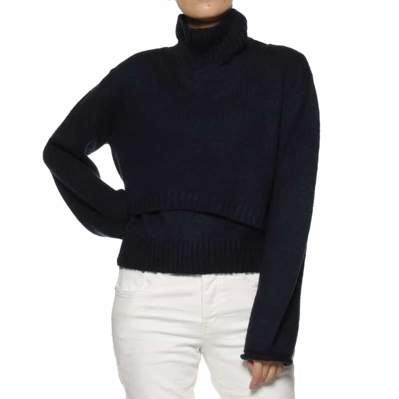 BARNEYS NEW YORK レイヤードニットプルオーバー (2点セット) NAVY