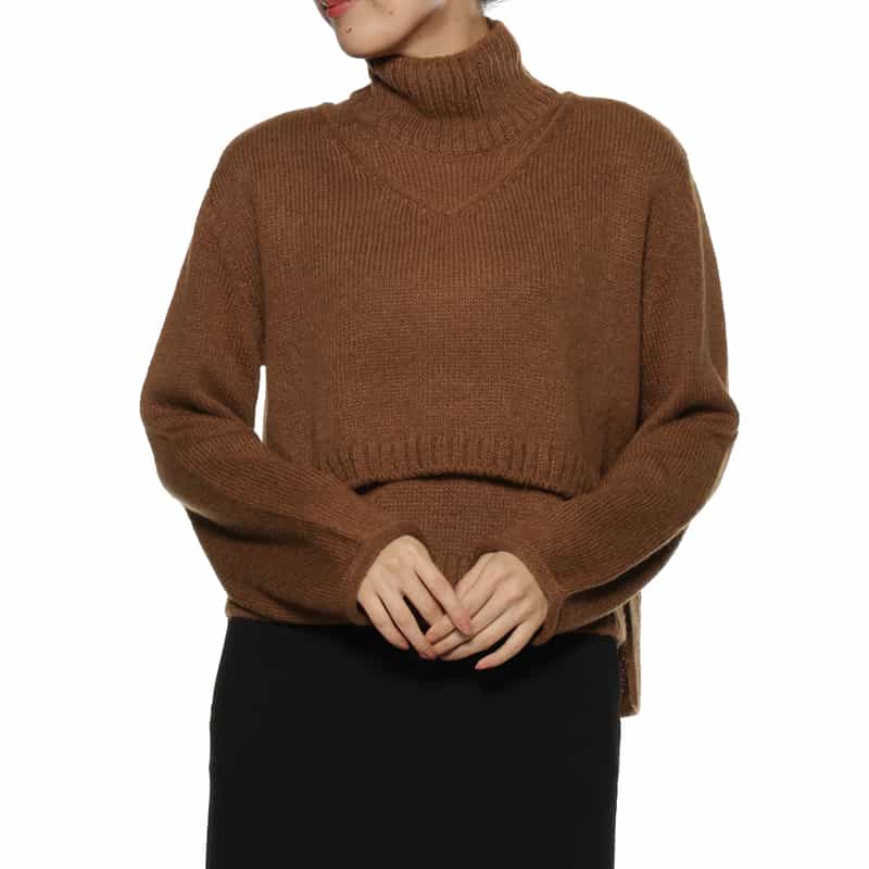 BARNEYS NEW YORK レイヤードニットプルオーバー (2点セット) BROWN