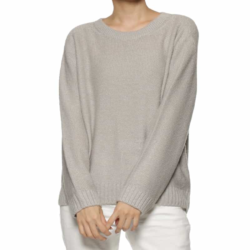 BARNEYS NEW YORK ドロップショルダー ニットプルオーバー LIGHT GRAY