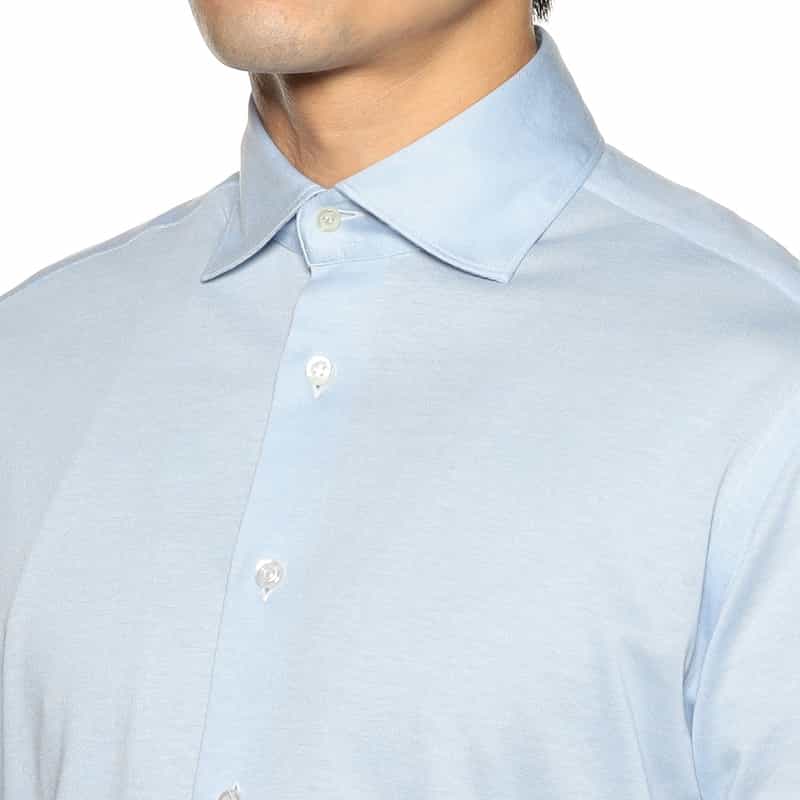 CATARISANO メランジ調カラージャージーシャツ LIGHT BLUE