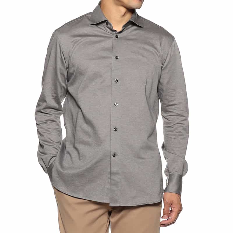 CATARISANO メランジ調カラージャージーシャツ GRAY