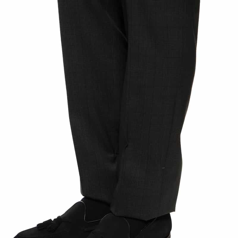 BARNEYS NEW YORK グレンチェック柄スリムテーパードパンツ DARK GRAY