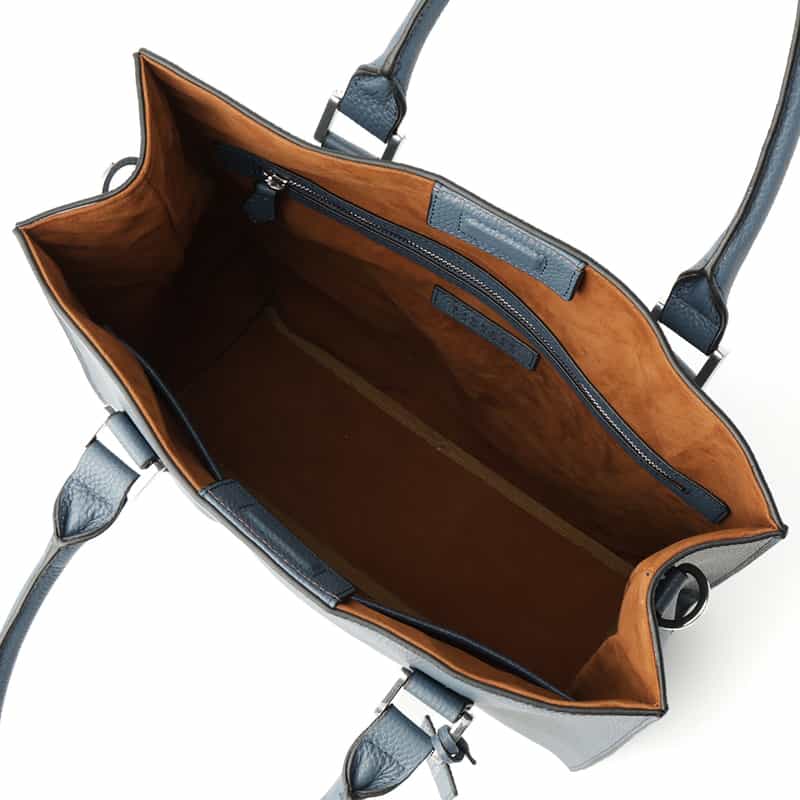 BARNEYS NEW YORK シュリンクレザー縦型トートバッグ BLUE