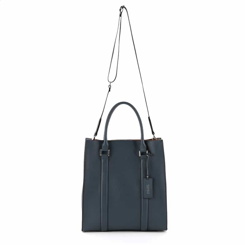 BARNEYS NEW YORK シュリンクレザー縦型トートバッグ BLUE