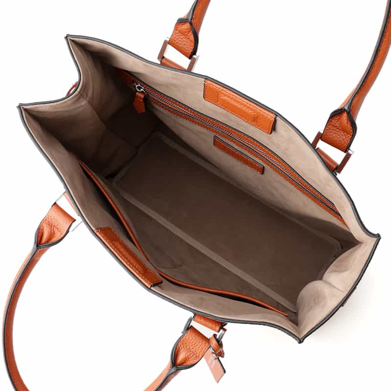 BARNEYS NEW YORK シュリンクレザー縦型トートバッグ BROWN