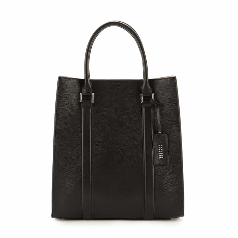 BARNEYS NEW YORK シュリンクレザー縦型トートバッグ BLACK