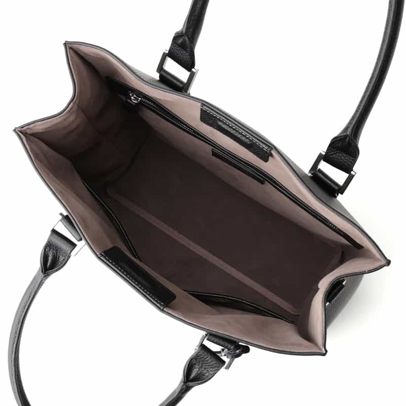 BARNEYS NEW YORK シュリンクレザー縦型トートバッグ BLACK