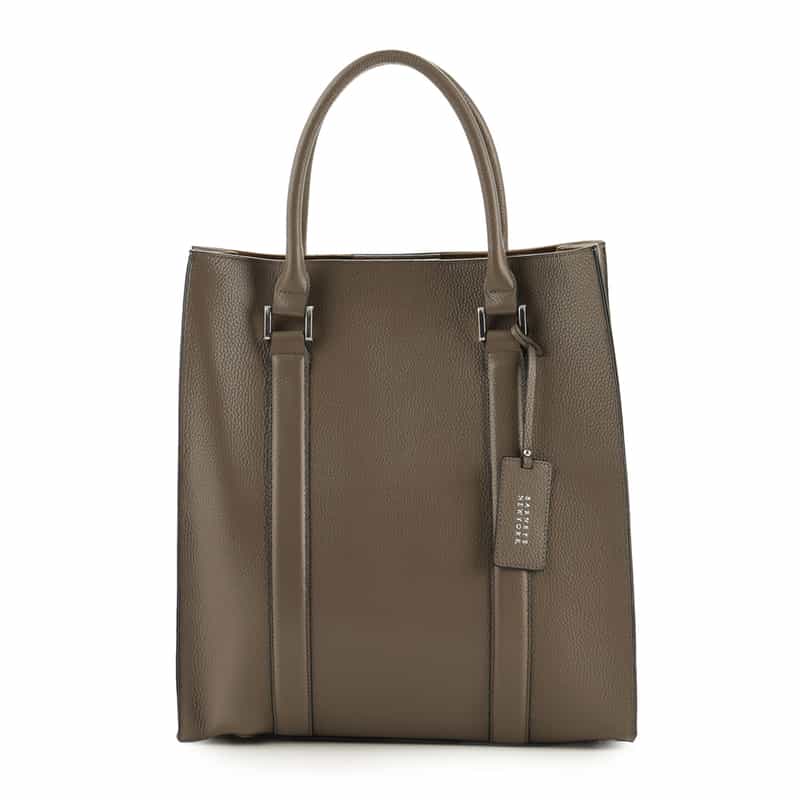 BARNEYS NEW YORK シュリンクレザー縦型トートバッグ GRAY