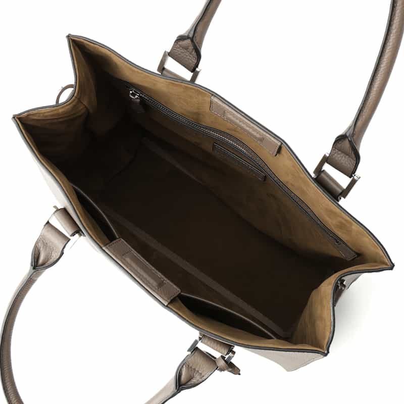 BARNEYS NEW YORK シュリンクレザー縦型トートバッグ GRAY