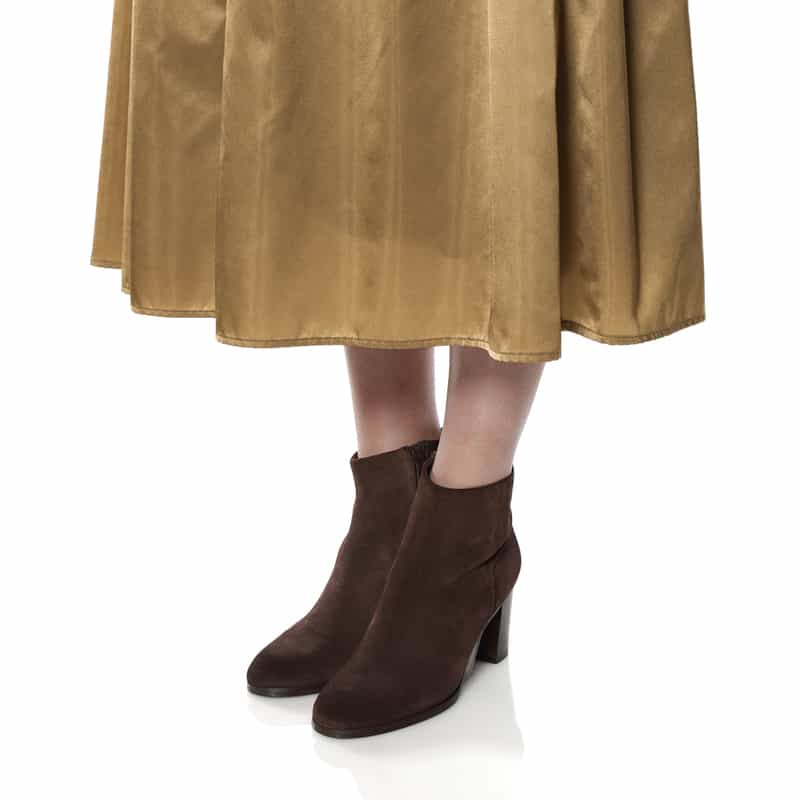 BARNEYS NEW YORK ウォッシャブル ギャザーボリュームフレアスカート CAMEL