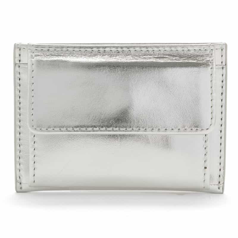 BARNEYS NEW YORK メタリックレザー コインケース付きカードケース SILVER