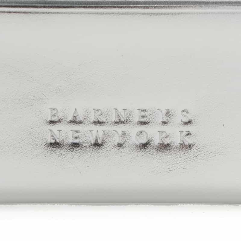 BARNEYS NEW YORK メタリックレザー コインケース付きカードケース SILVER
