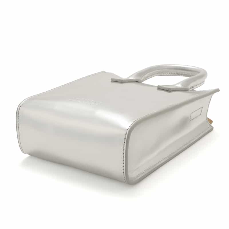 BARNEYS NEW YORK メタリックレザー ミニトートバッグ SILVER