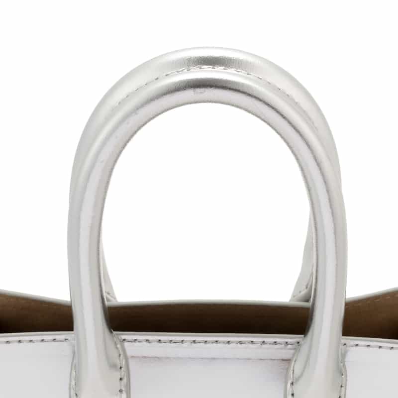 BARNEYS NEW YORK メタリックレザー ミニトートバッグ SILVER