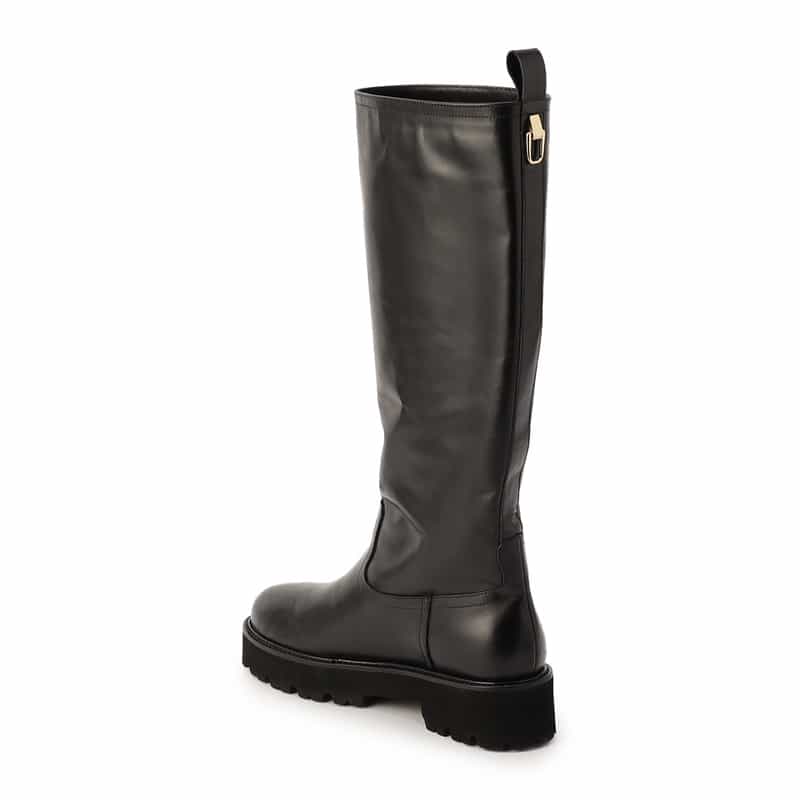 BARNEYS NEW YORK レザー ロングブーツ BLACK